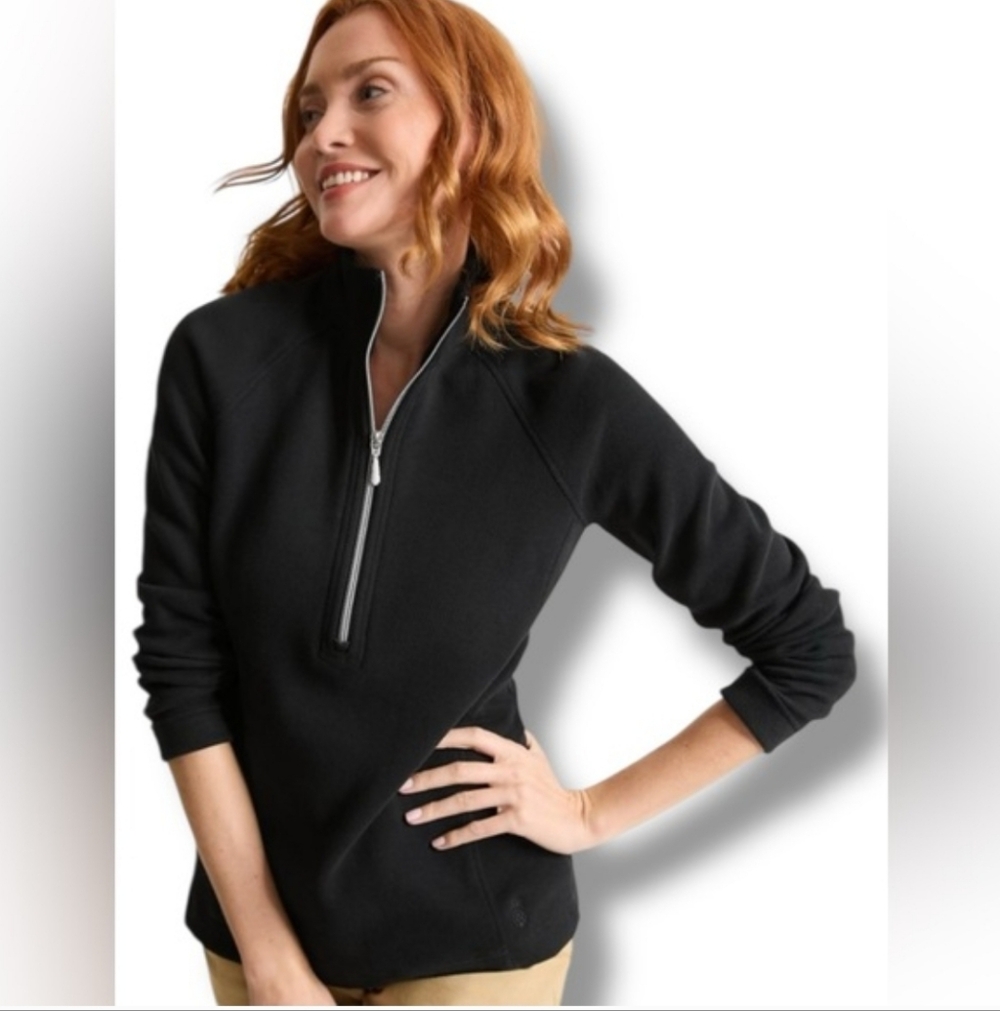 Tommy Bahama Aruba Half-Zip Long Sleeve Sweatshirt Black Size Large